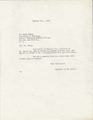 Letters Sent to James Ewing, January 29, 1932