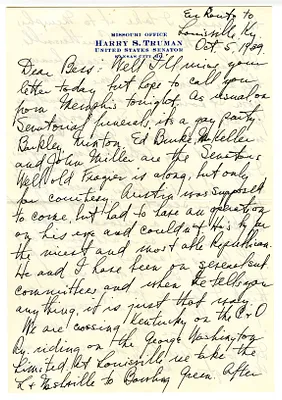 Letter from Harry S. Truman to Bess W. Truman