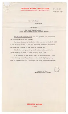 Cabinet Paper - The Civil Rights Program - Letter and Statement by the Attorney General