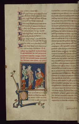 Seated prince instructing his queen, two children, and a servant holding a rod or staff