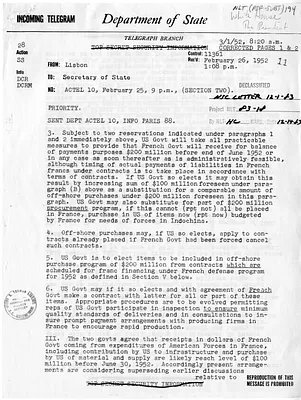 Telegram from Secretary of State Dean Acheson to the Department of State