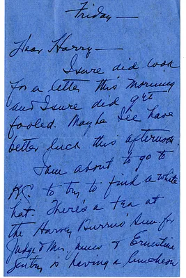 Letter from Bess W. Truman to Harry S. Truman