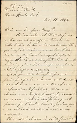 Eugene V. Debs manuscript letter. to Bartolomeo Vanzetti, Terre Haute, Ind., 16 October 1923