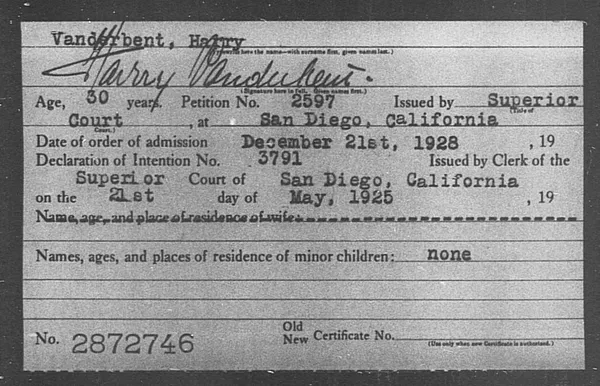 Vanderbent, Harry - 1928