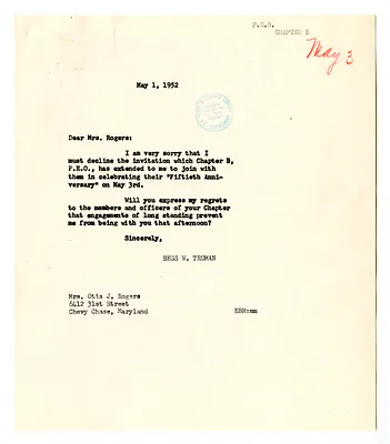 Correspondence Between Bertha Rogers and Bess W. Truman