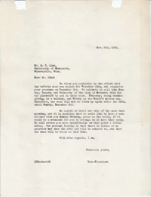 Letters Sent to S.C. Lind, November 8, 1934