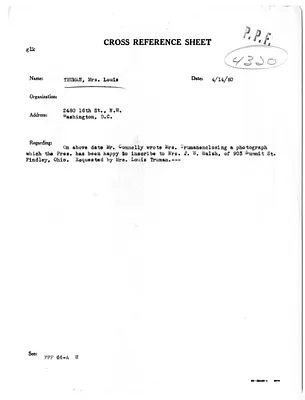 Cross Reference Memorandum