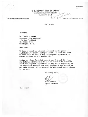 Memorandum from E. L. Keenan to David Stowe, with Attachment