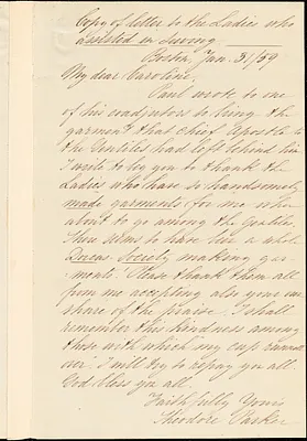 Letter from Theodore Parker, Boston, [Massachusetts], 1859 Jan[uary] 31