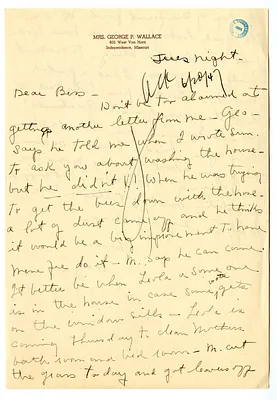 Letter from May Wallace to Bess W. Truman