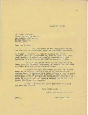 Letters Sent to Dr. Cecil K. Drinker, April 17, 1924