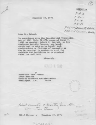 Letter from President Gerald R. Ford to Jack Eckerd, Administrator of the General Services Administration