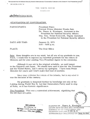 January 31, 1973 - Nixon, Former Japanese Prime Minister Eisaku Sato