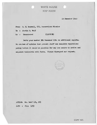 Cable from H. D. Maxwell to Justin Wolf