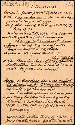 Autograph notes for sermons by Amos Augustus Phelps