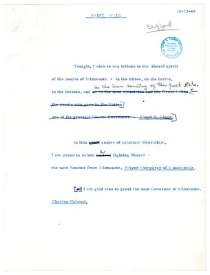 Reading Copy, Speech of President Harry S. Truman, St. Paul, Minnesota