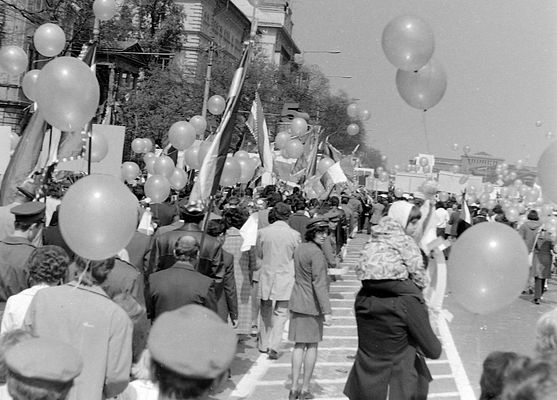May Day Parade on Dózsa György út, Budapest, 1976