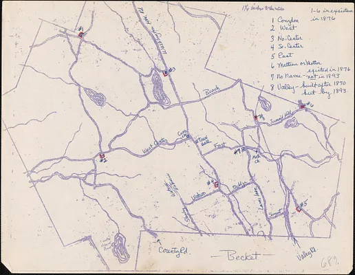 Map of Washington showing 19th Century School Locations