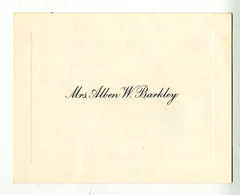 Invitation Reply, Vice President and Mrs. Alben Barkley to the White House Social Office