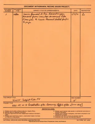 GEN FG 12-4 Comptroller of the Currency, Office of the [1971-1972]