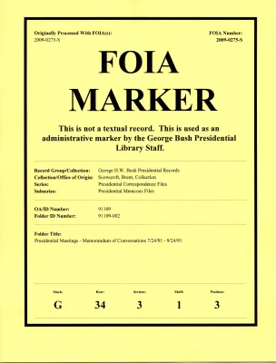 Presidential Meetings--Memorandum of Conversations 7/24/91-9/24/91