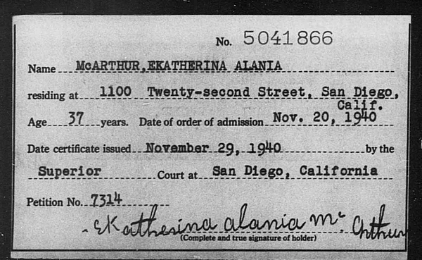 McArthur, Ekatherina Alania - 1940