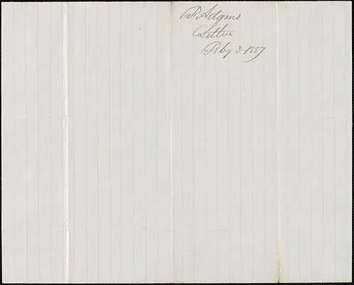 Franklin Adams to W. A. Harrington, 3 February 1857