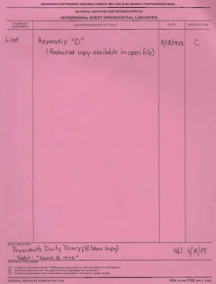 President Gerald R. Ford's Daily Diary, March 18, 1975