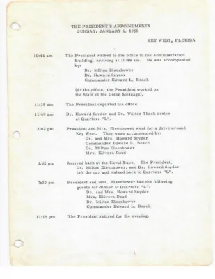 The President's Daily Appointments for January-June 1956