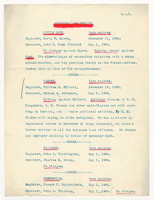 List of Arkansas Land Officers