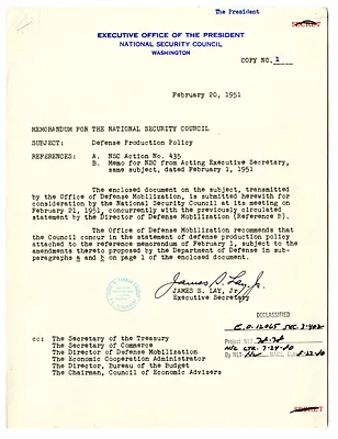 Memorandum from James S. Lay, Jr. to the National Security Council with Attachment
