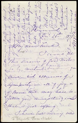 Letter from Maria Weston Chapman, Weymouth, [Mass.], to Elizabeth Pease Nichol, Dec.26th, 1878