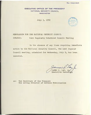 Memorandum from James S. Lay, Jr. to the National Security Council