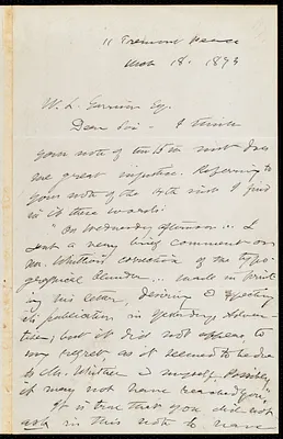 Letter from Delano Alexander Goddard, 11 Tremont Place, to William Lloyd Garrison, Mch (March?) 18, 1873