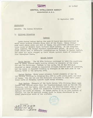 Memorandum from R. H. Hillenkoetter, Korean Situation