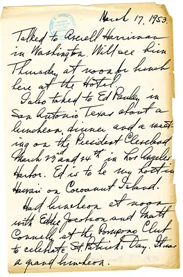 Diary Entry of Former President Harry S. Truman