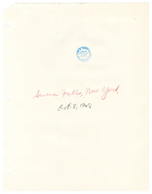 Reading Copy, Speech of President Harry S. Truman, Seneca Falls, New York