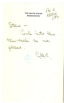 Handwritten Note from Clark Clifford to Stephen J. Spingarn