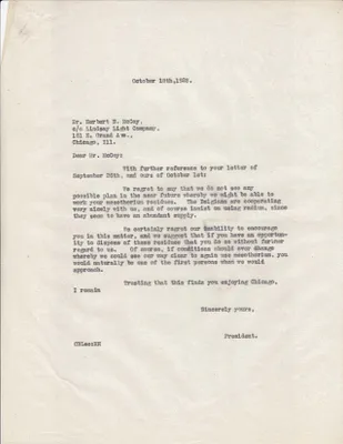 Letters Sent to Dr. Herbert N. McCoy, October 18, 1928