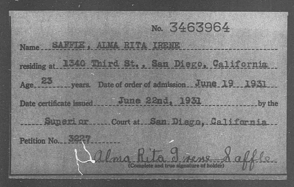 Saffie, Alma Rita Irene - 1931