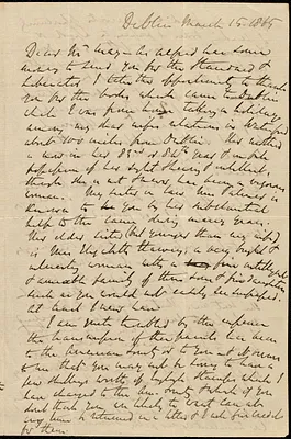 Letter from Richard Davis Webb, Dublin, to Samuel May, March 15, 1865
