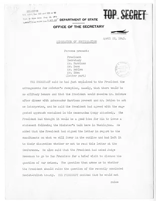 Letter from Marshal Joseph Stalin to President Harry S. Truman