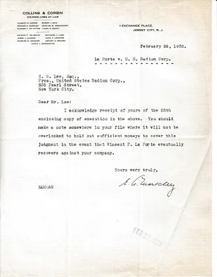 Letters Received to C.B. Lee, February 26, 1935