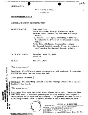 April 12, 1975 - Ford, Kissinger, Japanese Foreign Minister Kiichi Miyazawa