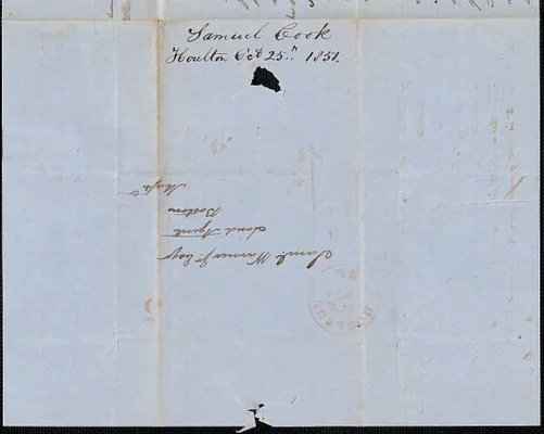 Samuel Cook to Samuel Warner, 25 October 1851