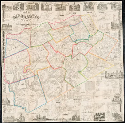 Map of Delaware County, New York