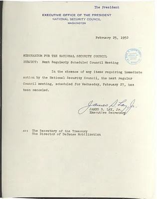 Memorandum from James S. Lay, Jr. to the National Security Council