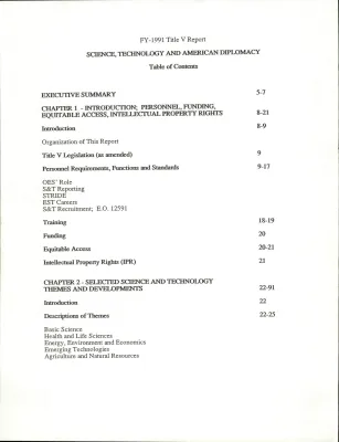 FY1991 Title V Report on Science, Technology and American Diplomacy [1]