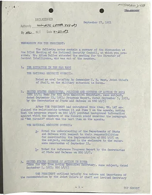 Memorandum for President Harry S. Truman