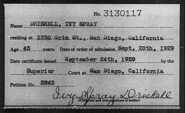 Driskell, Ivy Spray - 1929
